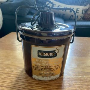 Vintage Stoneware Cheddar Cheese Crock w/Lid